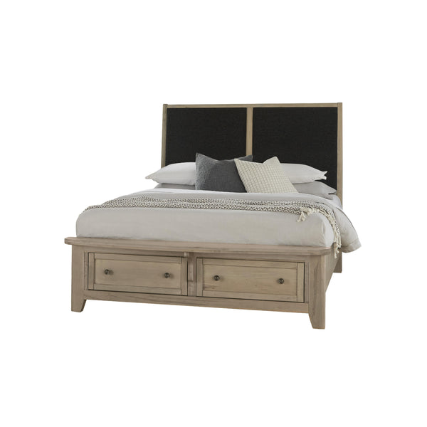 Vaughan-Bassett Woodbridge 821 Queen Upholstered Bed with Storage and Black Fabric - Shadow Grey IMAGE 1