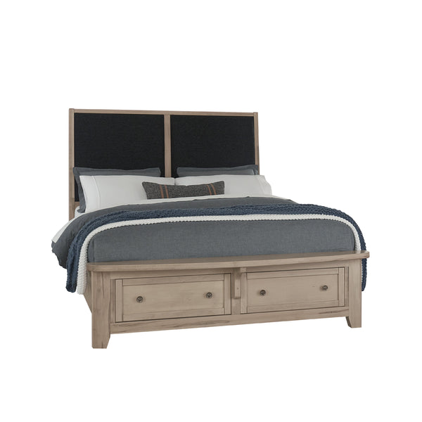 Vaughan-Bassett Woodbridge 822 King Upholstered Bed with Storage and Black Fabric - Clear Maple IMAGE 1