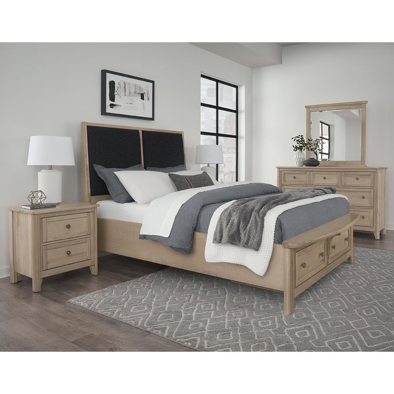 Vaughan-Bassett Woodbridge 822 King Upholstered Bed with Storage and Black Fabric - Clear Maple IMAGE 2