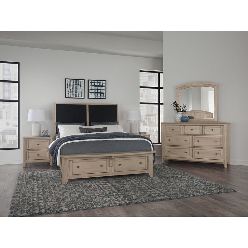 Vaughan-Bassett Woodbridge 822 King Upholstered Bed with Storage and Black Fabric - Clear Maple IMAGE 3