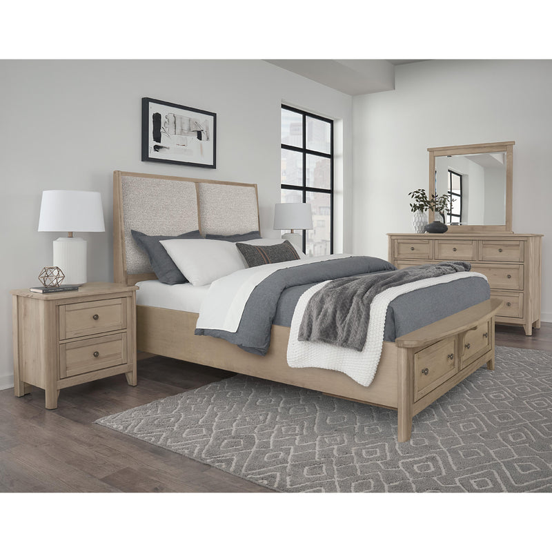 Vaughan-Bassett Woodbridge 822 King Upholstered Bed with Storage and Grey Fabric - Clear Maple IMAGE 2