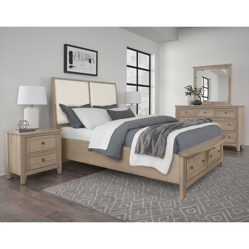 Vaughan-Bassett Woodbridge 822 King Upholstered Bed with Storage and White Fabric - Clear Maple IMAGE 2