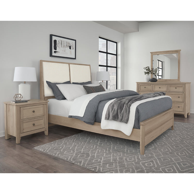 Vaughan-Bassett Woodbridge 822 Queen Upholstered Bed with White Fabric - Clear Maple IMAGE 2