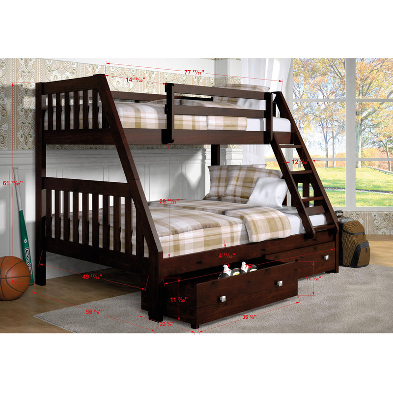 Donco Trading Company Kids Beds Bunk Bed 1018-3TFCP_505-CP IMAGE 1