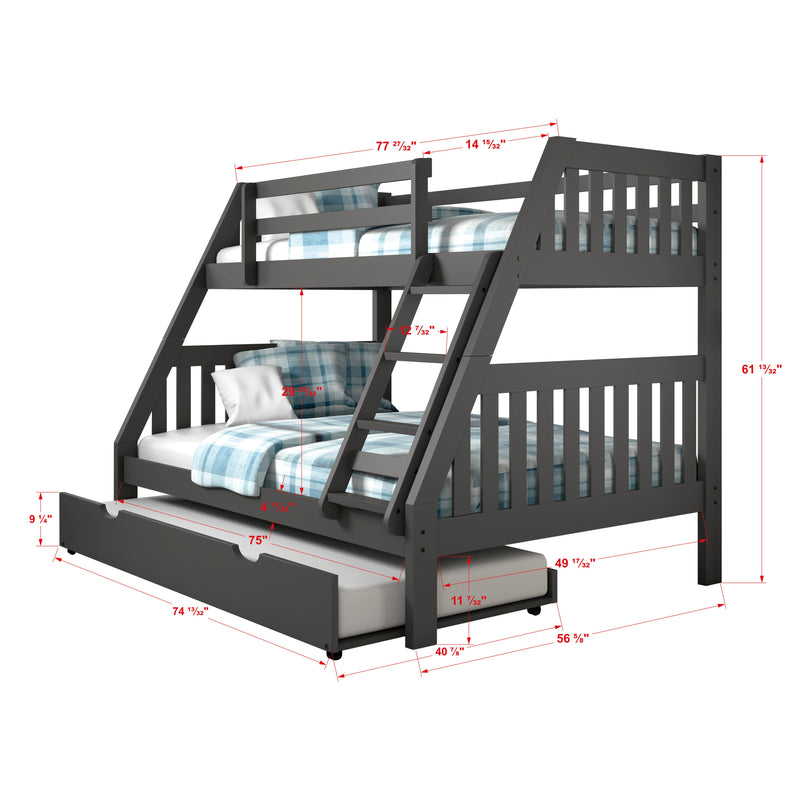 Donco Trading Company Kids Beds Bunk Bed 1018-3TFDG_503-DG IMAGE 3