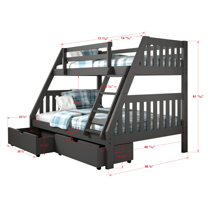 Donco Trading Company Kids Beds Bunk Bed 1018-3TFDG_505-DG IMAGE 3