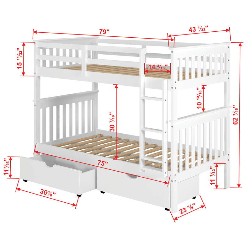 Donco Trading Company Kids Beds Bunk Bed 120-3-TTWH_505-W IMAGE 8