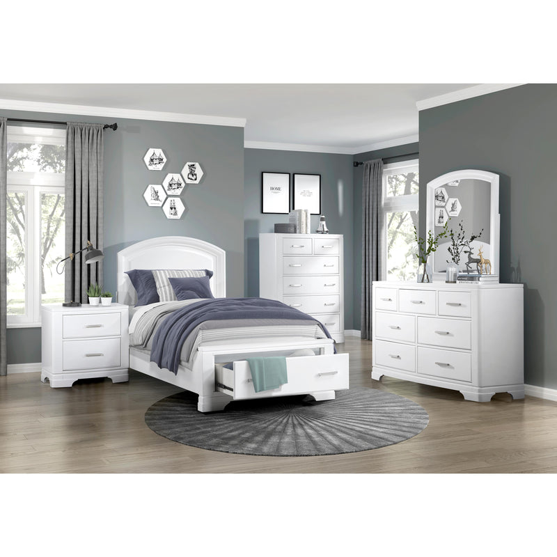 Homelegance Hudson 1520WHT-1* Twin Platform Bed with Footboard Storage IMAGE 4