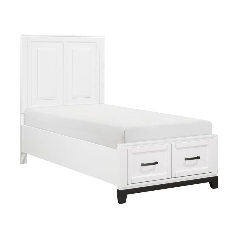 Homelegance Garretson 1450WHT-1* Twin Platform Bed with Footboard Storage IMAGE 3