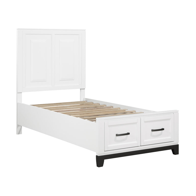 Homelegance Garretson 1450WHT-1* Twin Platform Bed with Footboard Storage IMAGE 4