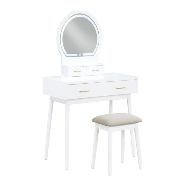 Homelegance Camilla 4565WH Vanity Dresser with Mirror and Stool IMAGE 1