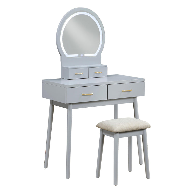 Homelegance Camilla 4565GY Vanity Dresser with Mirror and Stool IMAGE 1