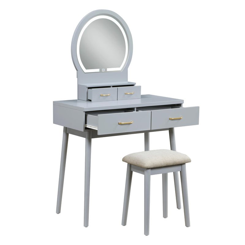 Homelegance Camilla 4565GY Vanity Dresser with Mirror and Stool IMAGE 2