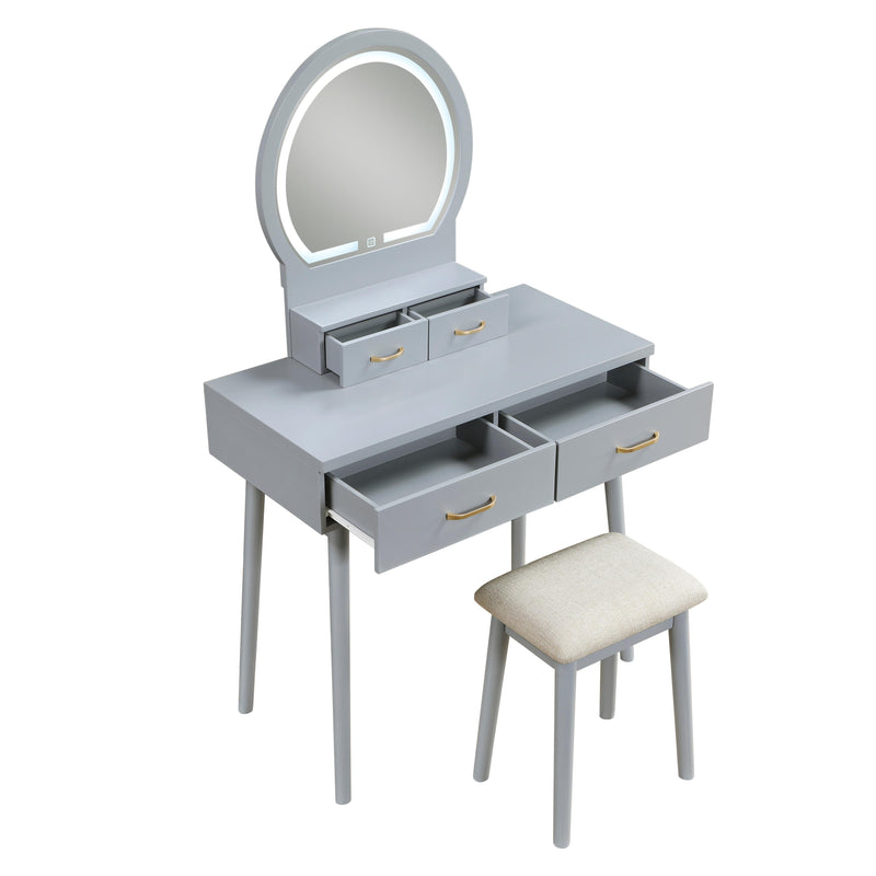 Homelegance Camilla 4565GY Vanity Dresser with Mirror and Stool IMAGE 3