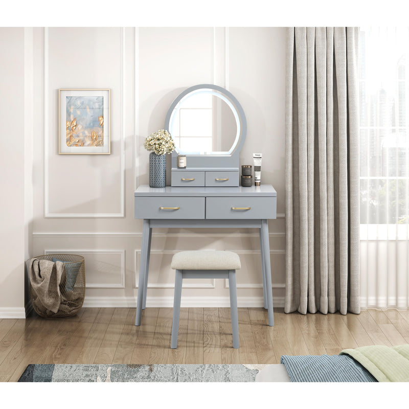 Homelegance Camilla 4565GY Vanity Dresser with Mirror and Stool IMAGE 8