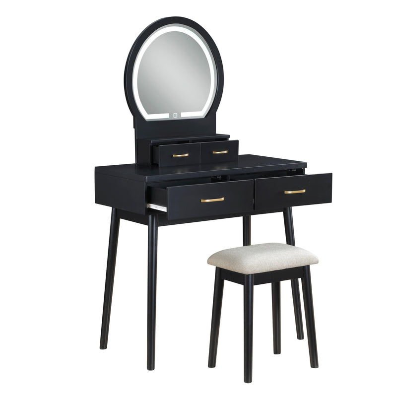 Homelegance Camilla 4565BK Vanity Dresser with Mirror and Stool IMAGE 2