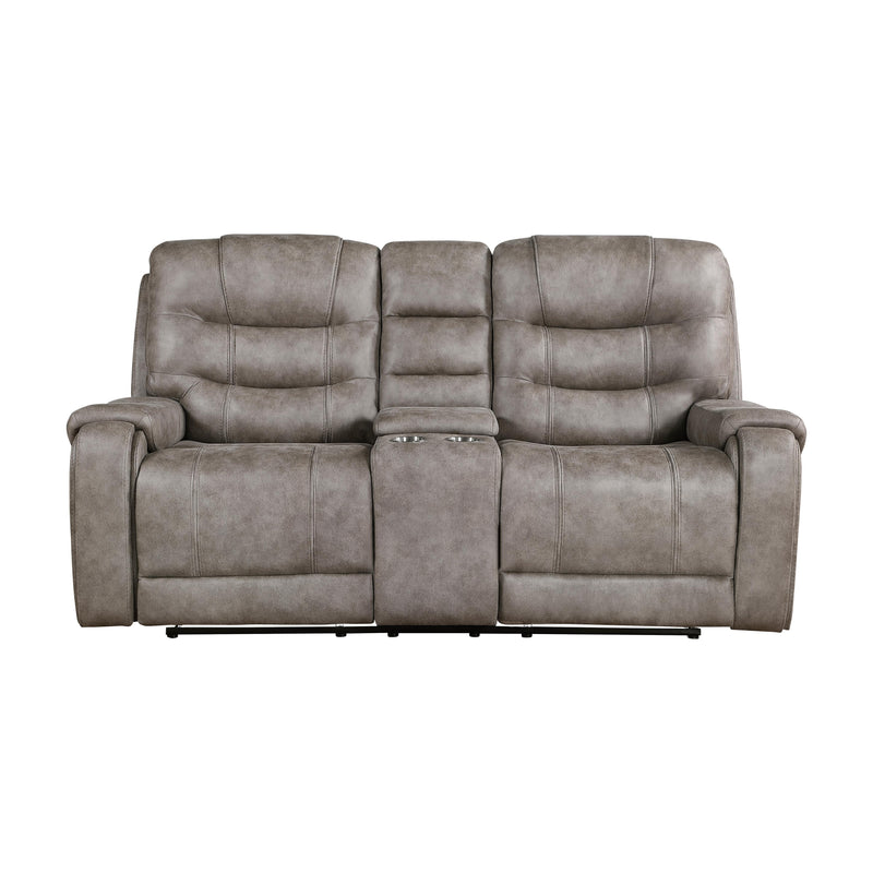 Homelegance Oberon 9634GBR-2 Double Reclining Love Seat with Center Console IMAGE 1