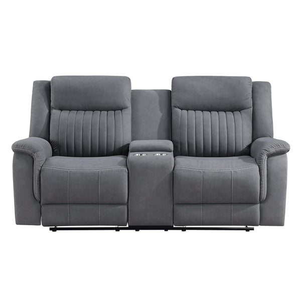 Homelegance Dean 9646GY-2 Double Reclining Love Seat with Center Console IMAGE 1