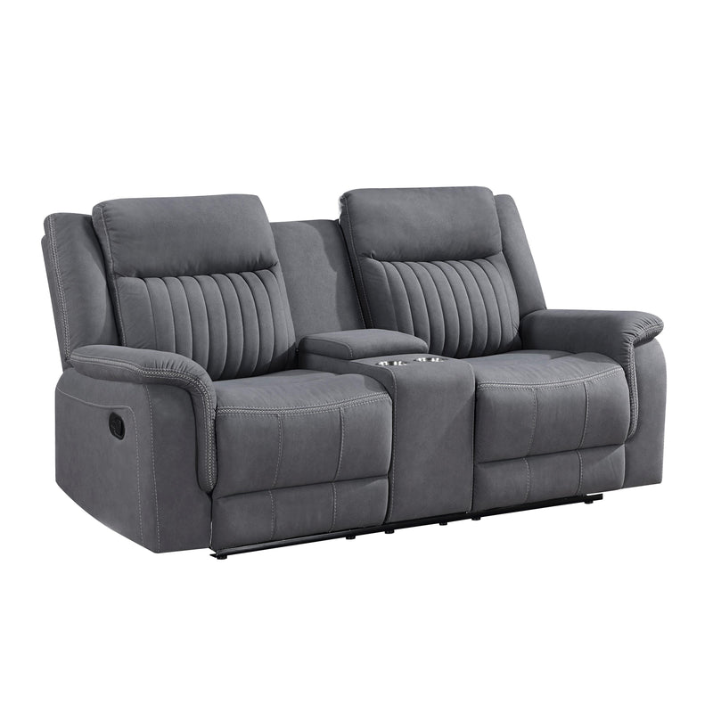 Homelegance Dean 9646GY-2 Double Reclining Love Seat with Center Console IMAGE 2