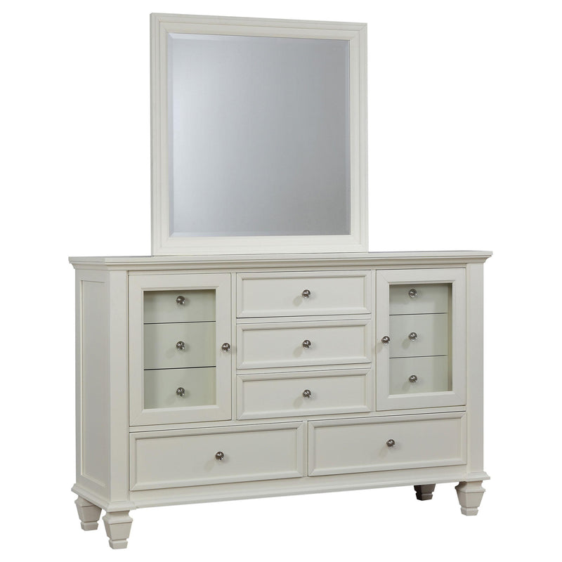 Coaster Furniture Sandy Beach 201303M 11-drawer Dresser with Mirror - Cream White IMAGE 1