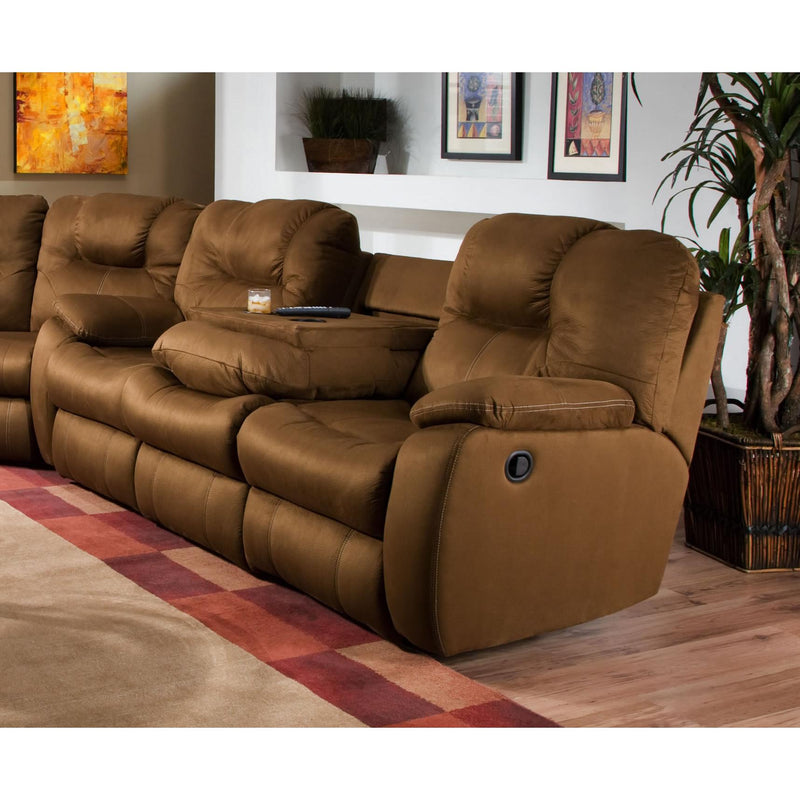 Southern Motion Avalon Reclining Fabric Sofa Avalon 838-33 Double Reclining Sofa w/Drop Down Table (Easy Rider Spice) IMAGE 2