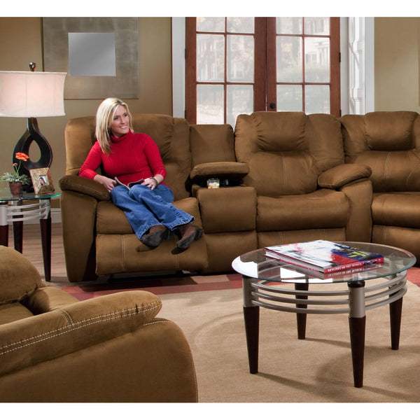 Southern Motion Avalon Reclining Fabric Sofa Avalon 838-28 Double Reclining Console Sofa (Easy Rider Spice) IMAGE 1