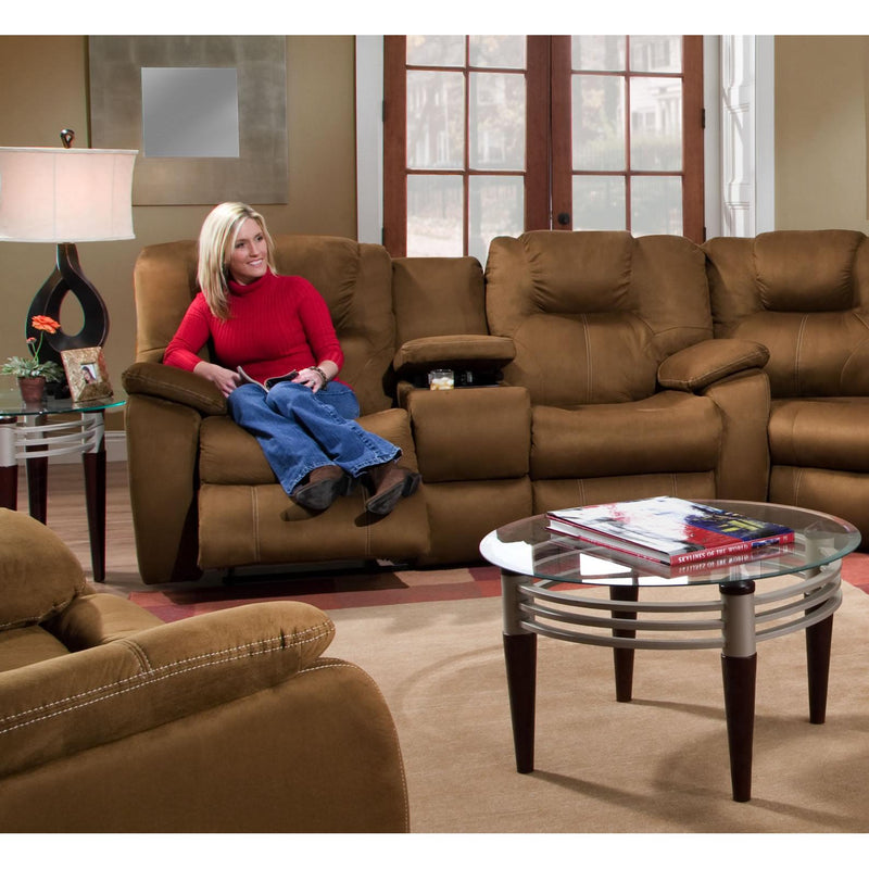 Southern Motion Avalon Reclining Fabric Sofa Avalon 838-28 Double Reclining Console Sofa (Easy Rider Spice) IMAGE 1