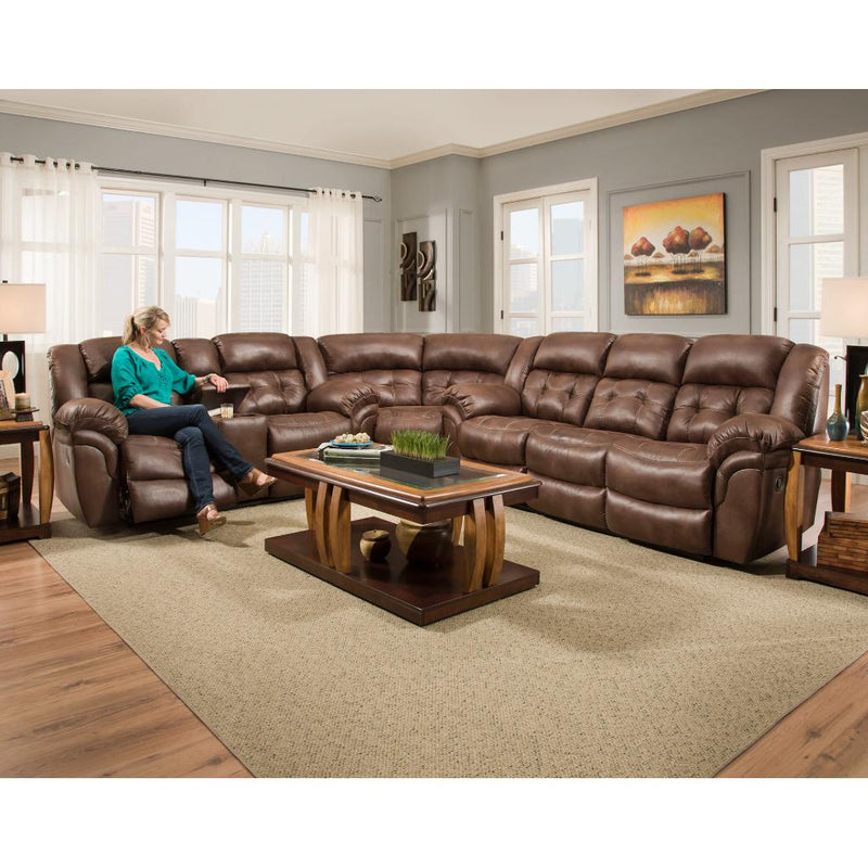 Homestretch Furniture Frontier Reclining Leather Look 3 pc Sectional Frontier 129 3 pc Sectional - Espresso IMAGE 2