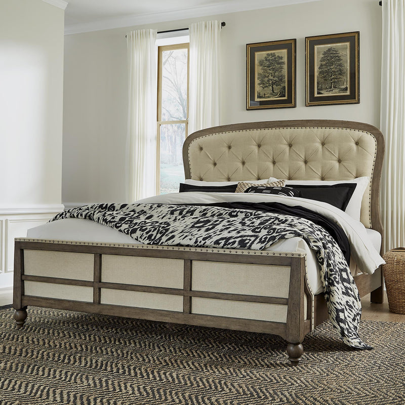 Liberty Furniture Industries Inc. Americana Farmhouse King Upholstered Panel Bed 615-BR-KSH IMAGE 1
