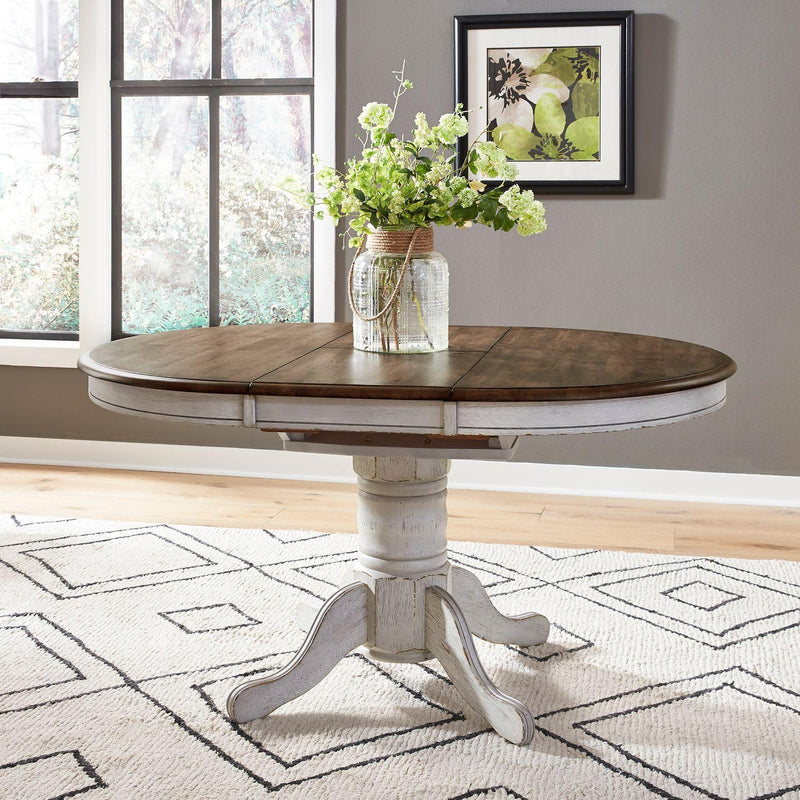 Liberty Furniture Industries Inc. Oval Carolina Crossing Dining Table with Pedestal Base 186W-T4257/186W-P4257 IMAGE 1